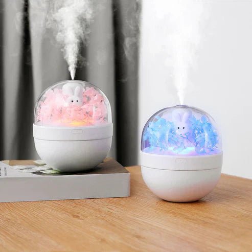 Creative Sweetheart Rabbit DIY Humidifier USB Mini Home Air Purifier Air Mini Cool Mist Preserved Flower Humidifier Preserved Flowers - My Store