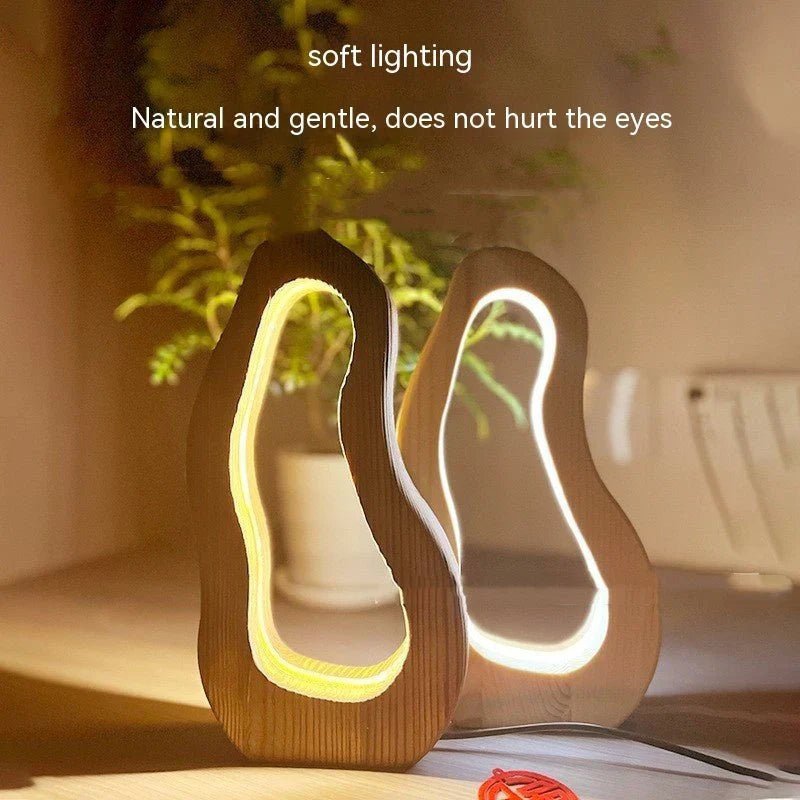 Hollow Design LED Simple Style Desktop Wooden Table Lamp - My Store