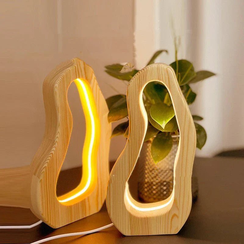 Hollow Design LED Simple Style Desktop Wooden Table Lamp - My Store