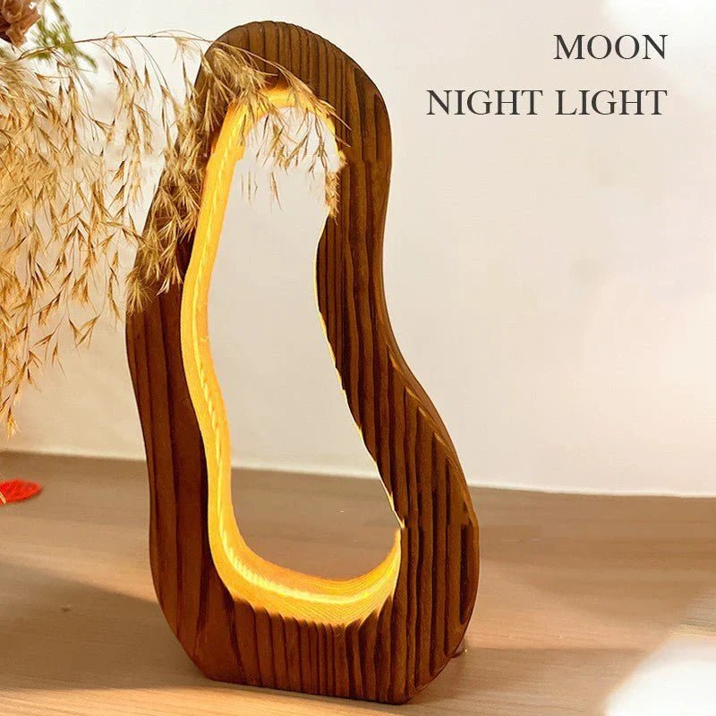 Hollow Design LED Simple Style Desktop Wooden Table Lamp - My Store