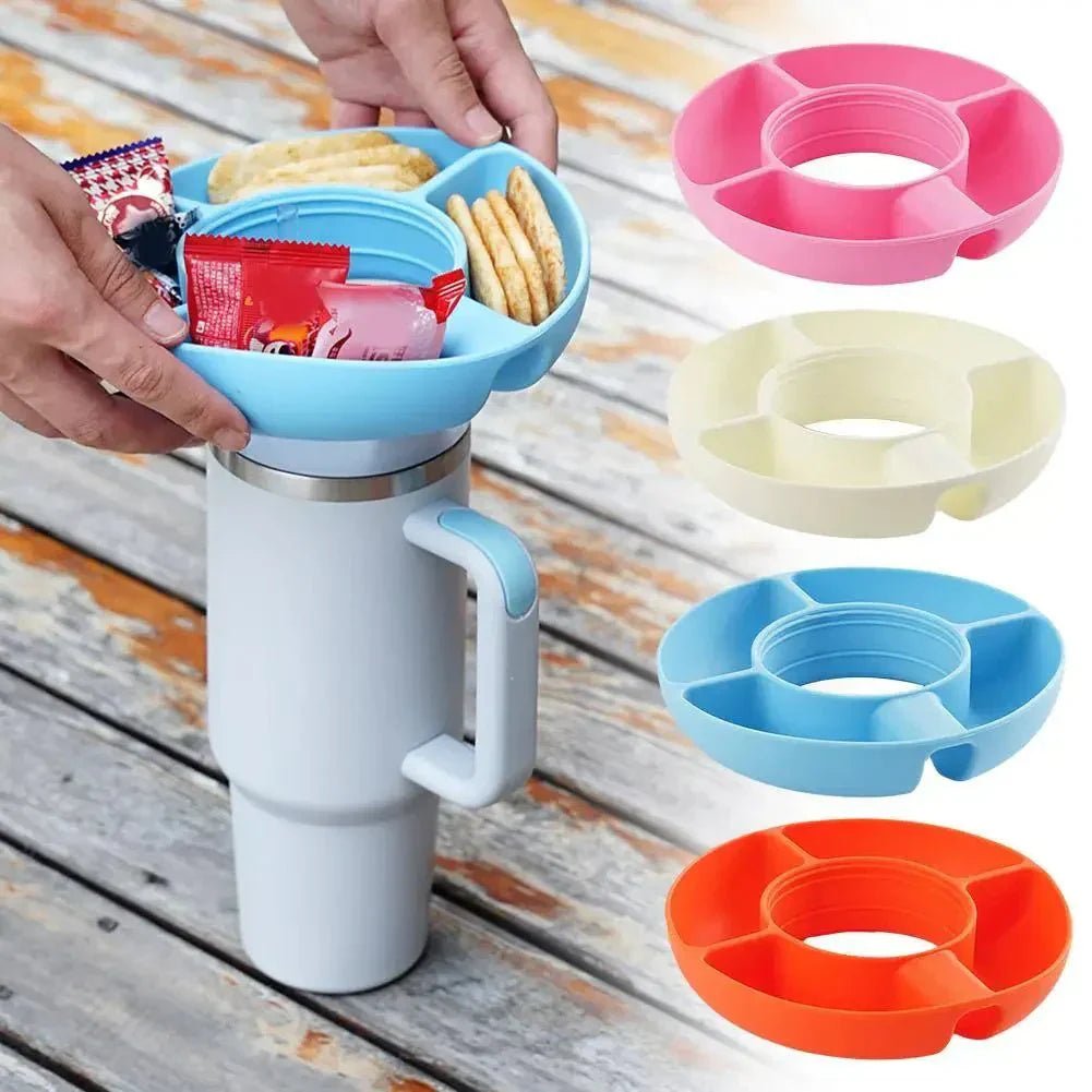 Silicone Snack For Cup 40 Oz Reusable Snack Container 4 Compartment Snack Platters Cup Snack Bowl Cup Holder Food Tray - My Store