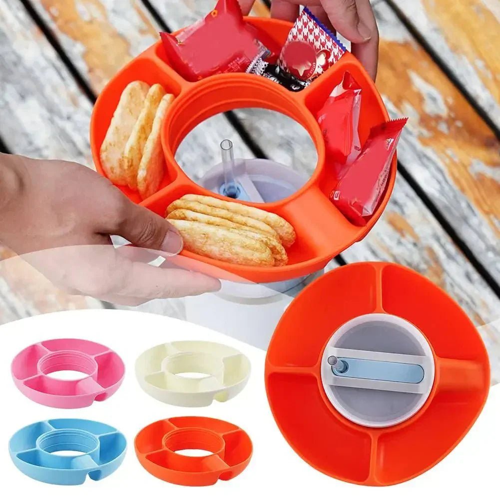 Silicone Snack For Cup 40 Oz Reusable Snack Container 4 Compartment Snack Platters Cup Snack Bowl Cup Holder Food Tray - My Store