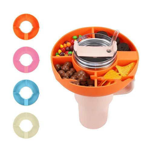 Silicone Snack For Cup 40 Oz Reusable Snack Container 4 Compartment Snack Platters Cup Snack Bowl Cup Holder Food Tray - My Store