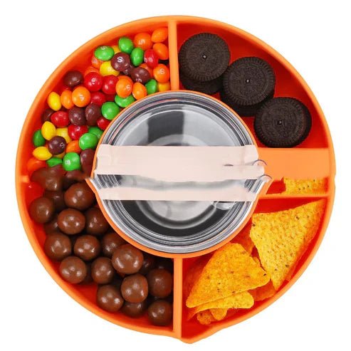 Silicone Snack For Cup 40 Oz Reusable Snack Container 4 Compartment Snack Platters Cup Snack Bowl Cup Holder Food Tray - My Store