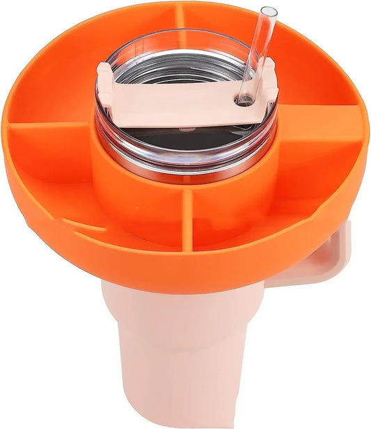 Silicone Snack For Cup 40 Oz Reusable Snack Container 4 Compartment Snack Platters Cup Snack Bowl Cup Holder Food Tray - My Store